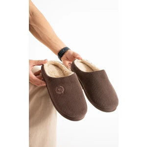 Erkek Ev Terliği Gondol Fitilli Kadife Nakışlı Yumuşak Sessiz Taban Kışlık Terlik