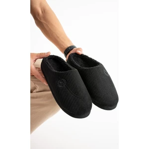 Erkek Ev Terliği Gondol Fitilli Kadife Nakışlı Yumuşak Sessiz Taban Kışlık Terlik