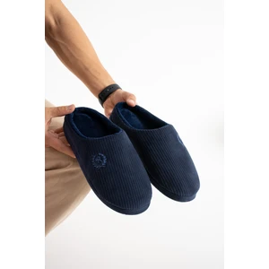 Erkek Ev Terliği Gondol Fitilli Kadife Nakışlı Yumuşak Sessiz Taban Kışlık Terlik