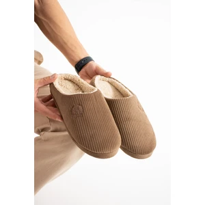 Erkek Ev Terliği Gondol Fitilli Kadife Nakışlı Yumuşak Sessiz Taban Kışlık Terlik