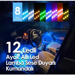 Araç Içi Aydınlatma Kumandalı Müziğe Duyarlı 12 LED Ayak Altı Ledpro