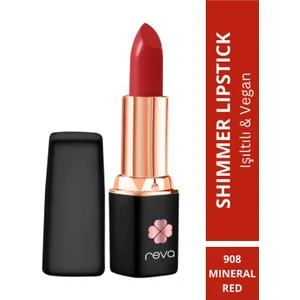 Shimmer Lipstick Mineral Red - Işıltı Ruj - 4 gr - No: 908 - Vegan & Temiz Içerik