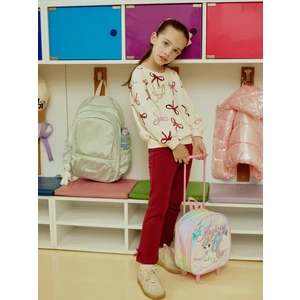 Lcw Kids Ekru Fiyonk Baskılı Kız Çocuk Sweatshirt ve Tayt 2'li