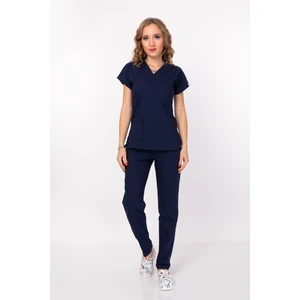 Nur Medikal Giyim Unisex Lacivert Likralı Doktor Hemşire Cerrahi Scrubs Üniforma Takımı