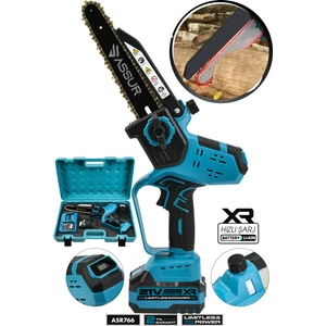 21V Çift Akü Otomatik Yağlamalı El Testeresi Ağaç Odun Dal Kesme Budama Dijital Gösterge