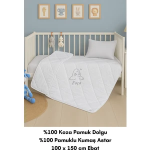 Foçatex %100 Pamuk Dolgulu Bebek Yorganı (Pamuk Bebek Yastık Hediyemizdir) 100 x 150 cm