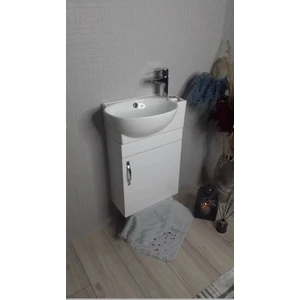 Banyo ve Tuvalet Mini Köşe Lavabo 28*45 cm (Banyo Dolabı Dahil)