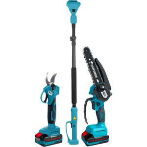 Catpower Kömürsüz Akülü 2 Li Set Dal Budama ve Zincirli Testere (Teleskopik Uzatma) 20V 2.0AH