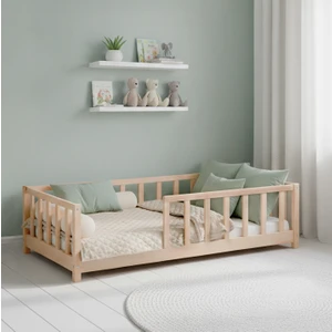 KFB620 Montessori Yer Yatağı - 90X200 cm Masif Çam Ağacı,  Geniş Uyku ve Oyun Alanı