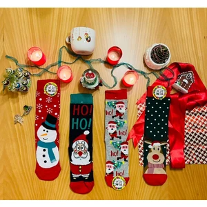 Al Bi 90Lık Çok Renkli Unisex Noel - Christmas - Yılbaşı Temalı 4'lü Çorap Seti