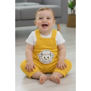 Eymir Giyim Kuzu Figürlü Kısa Salopet Ikili Takım Kız Erkek Çocuk 0-3 Ay, 3-6 Ay, 6-9 Ay