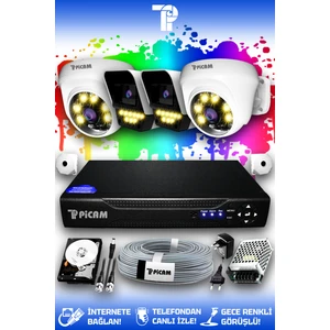 4 Kameralı Ultra 2 İç Kamera Set 320 GB 5 MP 2K Net Renkli Gece Görüşlü Güvenlik Kamerası Sistemi