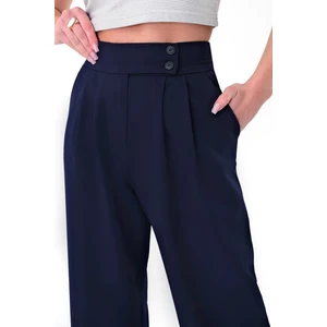 Kadın Lacivert Çift Düğmeli Palazzo Pantolon