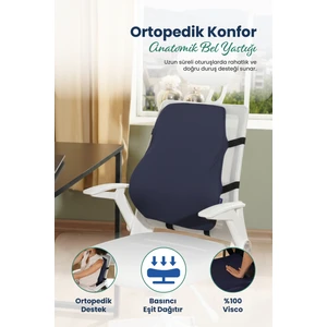 Anatomik Ortopedik Visco Bel Destek Yastığı Kilitli Sabitleme Lastiği, Ofis, Araba