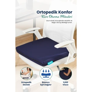 Kare Ortopedik Visco Oturma Minderi – Bel, Basen ve Baldır Destekli %100 Visco Minder - 45X43X6CM