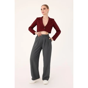 Kadın Antrasit Çift Düğmeli Palazzo Pantolon