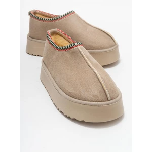 Yüksek Tabanlı Kısa Mini Bot Bej