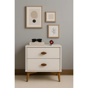Komodin Parlak Beyaz 2 Çekmeceli