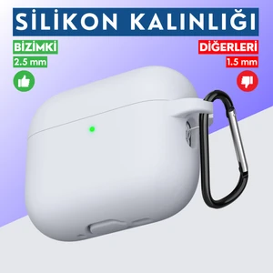 Pro 3. Nesil Uyumlu Açık Gri Premium Silikon High Quality Kulaklık Kılıfı (2.5 MM KALINLIK)