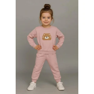 Sevimli Ayıcık Nakışlı %100 Pamuk 2’li Çocuk Eşofman Takımı