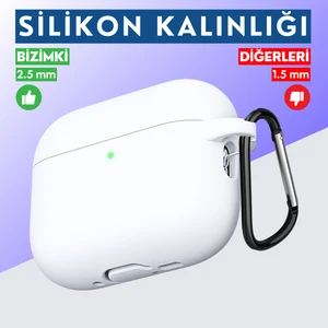 Pro 3. Nesil Uyumlu Mat Beyaz Silikon Premium Silikon High Quality Kulaklık Kılıfı (2.5 MM KALINLIK)