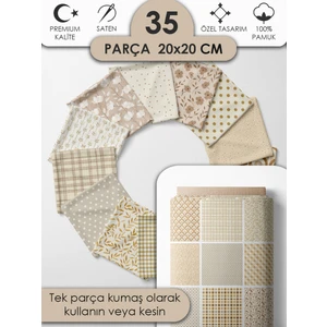 Desenli %100 Pamuk Saten Patchwork Kumaş – Tek Parça 150×110 cm, 35 Kare Kupon