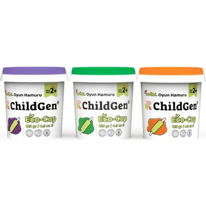 Doğal Oyun Hamuru - Eco Cup- 3'lü Ara Renkler (mor - Yeşil - Turuncu) 3x125gr