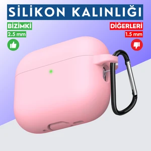 Pro 3. Nesil Uyumlu Pembe Premium Silikon High Quality Kulaklık Kılıfı (2.5 MM KALINLIK)