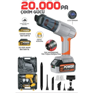 Ahv-21 25.000MAH Çift Bataryalı Ultra Çekim Güçlü Çantalı Araç Temizleme Süpürgesi