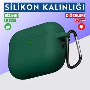 Pro 3. Nesil Uyumlu Haki Premium Silikon High Quality Kulaklık Kılıfı (2.5 MM KALINLIK)