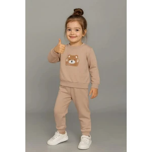 Sevimli Ayıcık Nakışlı %100 Pamuk 2’li Çocuk Eşofman Takımı