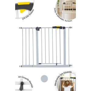 Wellgro Pro 95-100 cm Çocuk Güvenlik Kapısı, Merdiven Kapısı ve Korkuluk, Gri