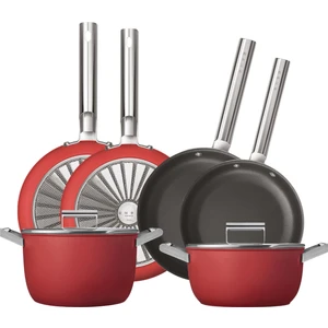 Smeg Cookware 50's Style Grande Kırmızı 6'lı Tencere&tava Seti