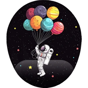 Astronot ve Uzay Kaymaz Buruşmaz Kırılmaz Bilek Destekli Mouse Pad