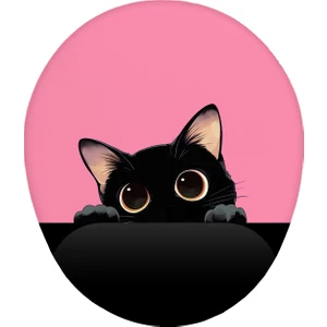 Kedi Tasarım Pembe Kaymaz Buruşmaz Kırılmaz Bilek Destekli Mouse Pad