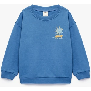 Baskılı Uzun Kollu Bisiklet Yaka Pamuklu Sweatshirt