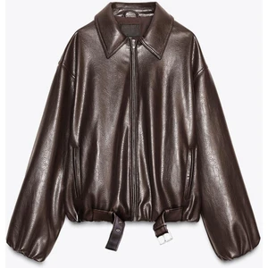 Suni Deri Bomber Ceket