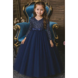 Kız Çocuk Özel Gün Elbisesi – Parlak Payetli Abiye