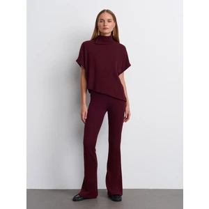 71910 Yüksek Bel Örme Pantolon-Bordo