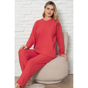 Kalın Kışlık Interlok Şeritli Uzun Kollu Örme Pijama Takımı