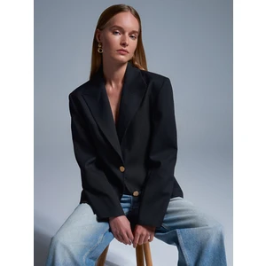 60774 Fitted Kesim Vatkalı Blazer-Siyah