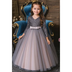 Kız Çocuk Özel Gün Elbisesi – Parlak Payetli Abiye