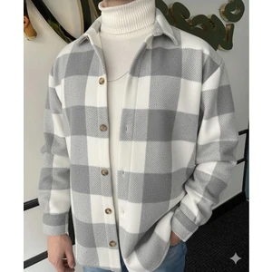 A&o Style Erkek Oversize Kareli Dama Desen Kışlık Kalın Polar Gömlek
