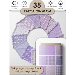Desenli %100 Pamuk Saten Patchwork Kumaş – Tek Parça 150×110 cm, 35 Kare Kupon