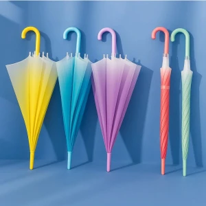 Renkli Şeffaf Şemsiye Çocuk Şemsiyesi Mavi-Sarı-Pembe-Mor Şeffaf Şemsiye