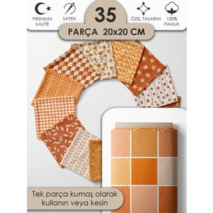 Desenli %100 Pamuk Saten Patchwork Kumaş – Tek Parça 150×110 cm, 35 Kare Kupon