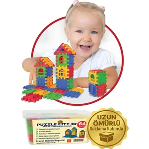 Do Toys Puzzle City 3D Yapı ve Tasarım Blokları 64 Parça Eğitici Oyuncak
