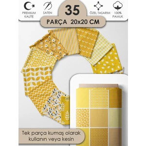Desenli %100 Pamuk Saten Patchwork Kumaş – Tek Parça 150×110 cm, 35 Kare Kupon