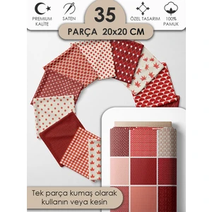 Desenli %100 Pamuk Saten Patchwork Kumaş – Tek Parça 150×110 cm, 35 Kare Kupon