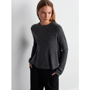 10832 Peplum Parıltılı Triko Kazak-Füme